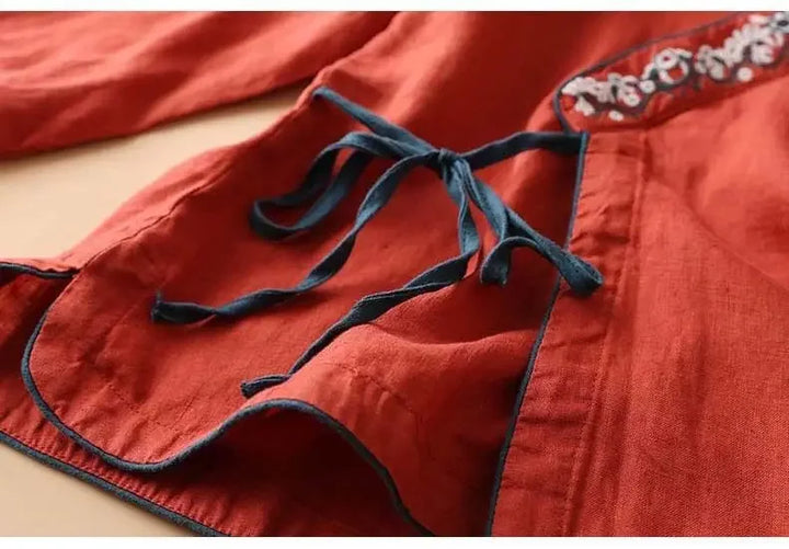 Women’s Blouse | Embroidered V-Neckline