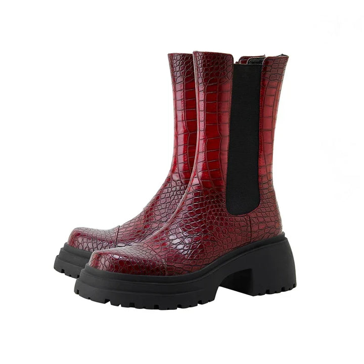 Boots For Women | Textured Upper Elastic Panel Style