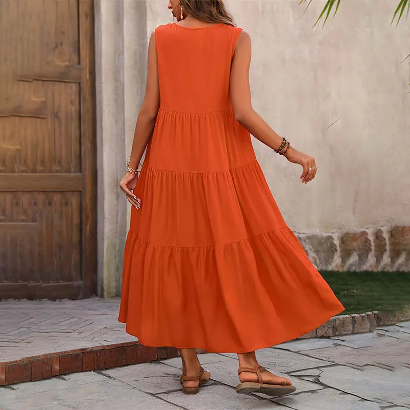 Women's Dress | Flowing Maxi with Layered Skirt