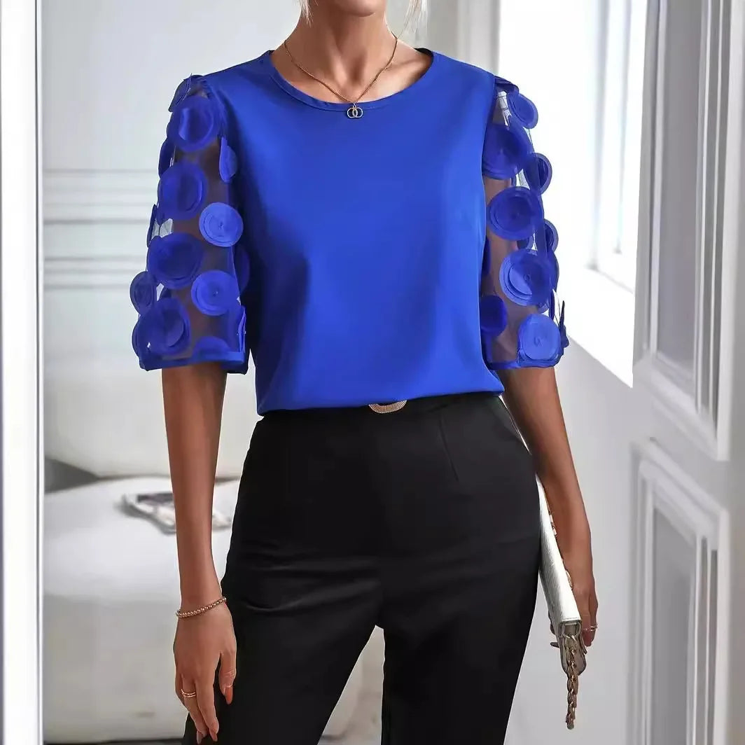Women’s Blouse | Sheer Sleeves V-Neck