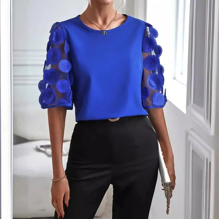Women’s Blouse | Sheer Sleeves V-Neck