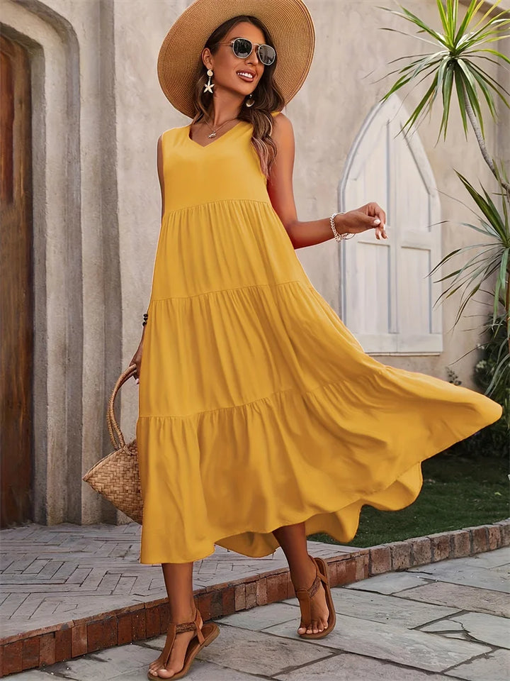 Women's Dress | Flowing Maxi with Layered Skirt