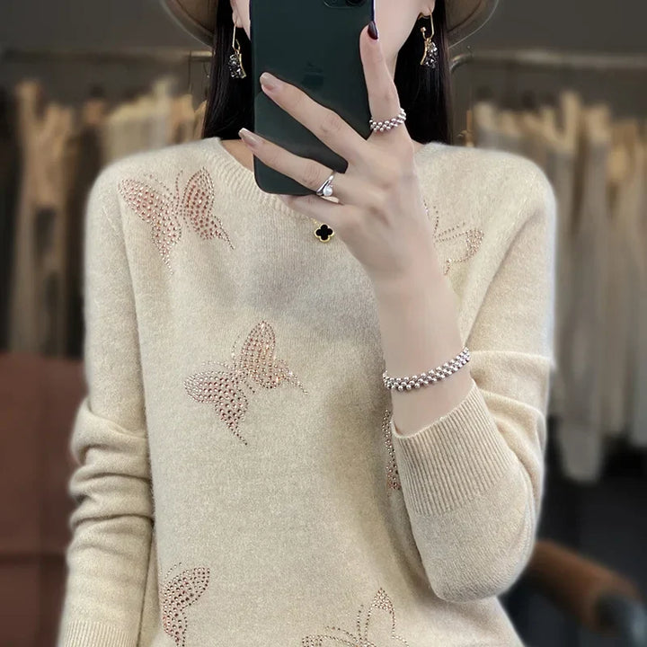 Sweater for Women | Patterned Butterfly Shapes