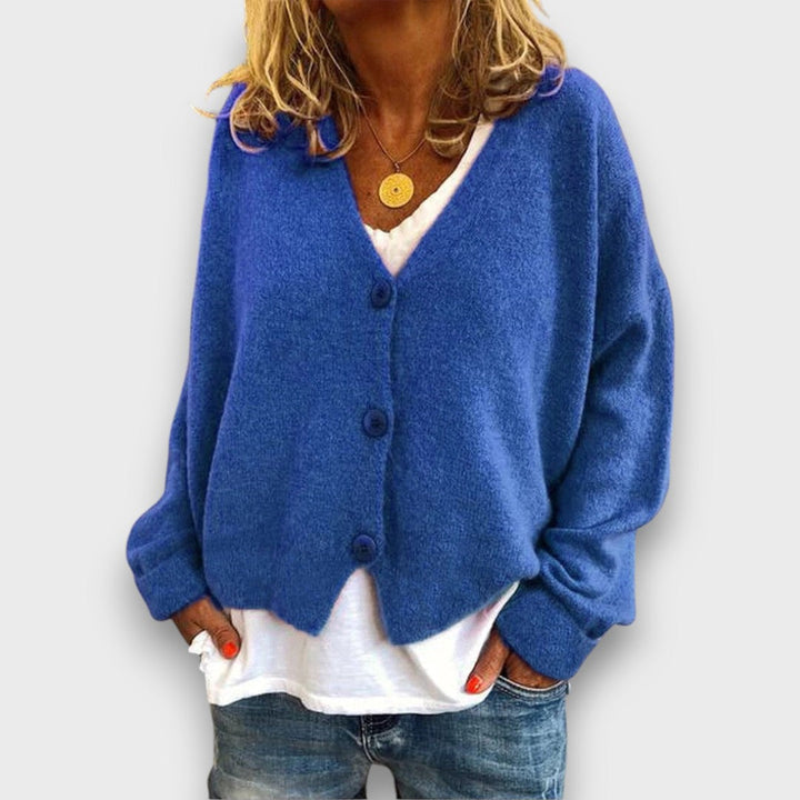 Women's long-sleeve V-neck button-front cardigan