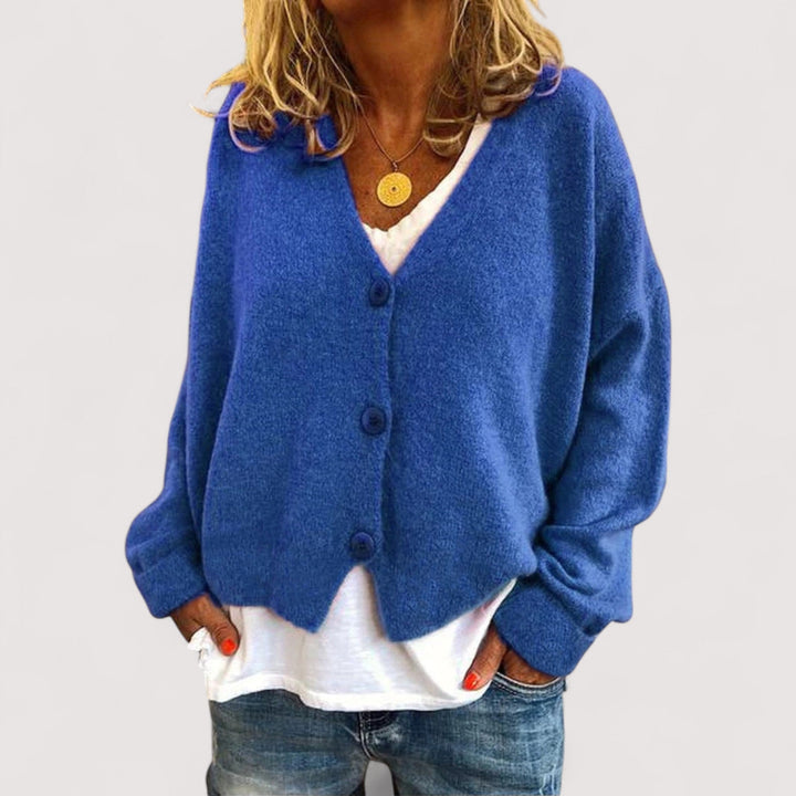 Women's long-sleeve V-neck button front knit cardigan