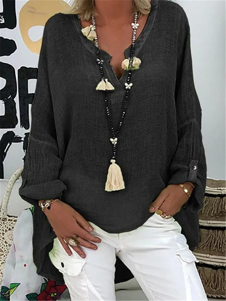 Blouse for Women | Relaxed V-Neck Long Sleeve