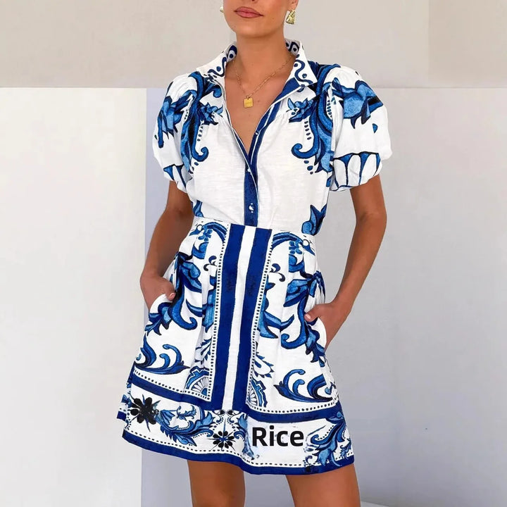 Women's Mini Sundress | Floral Puff Sleeve Style