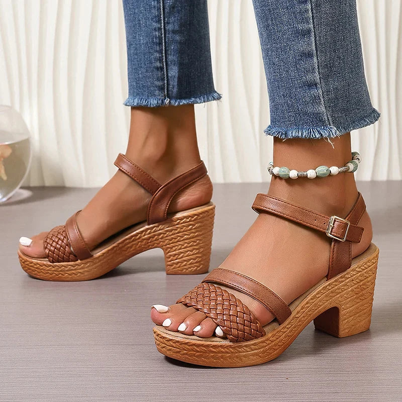Heels For Women | Woven Open Toe Platform