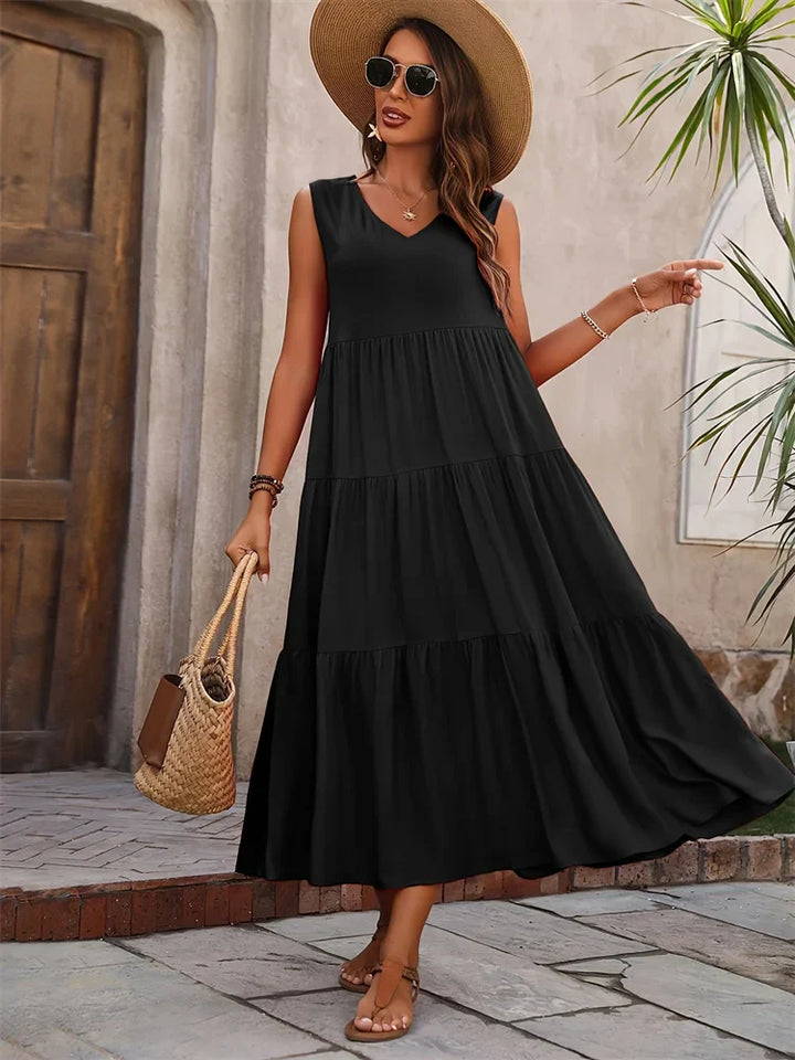 Women's Dress | Flowing Maxi with Layered Skirt