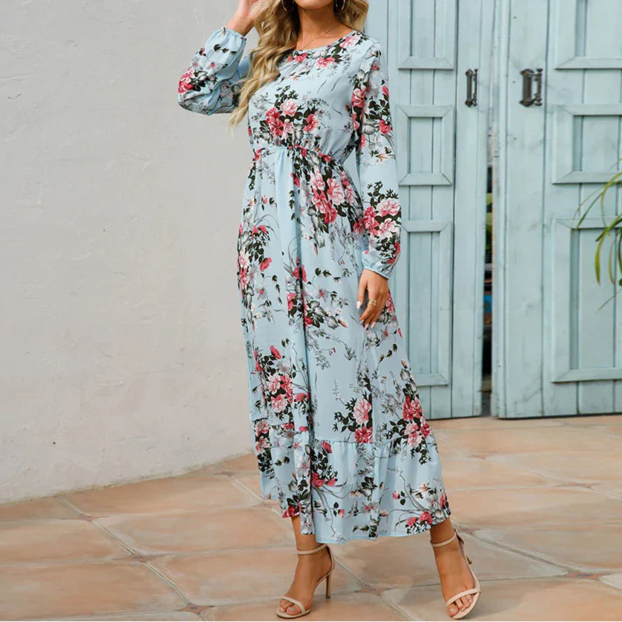 Summer Dress for Women | Maxi Long Sleeve Floral Dress