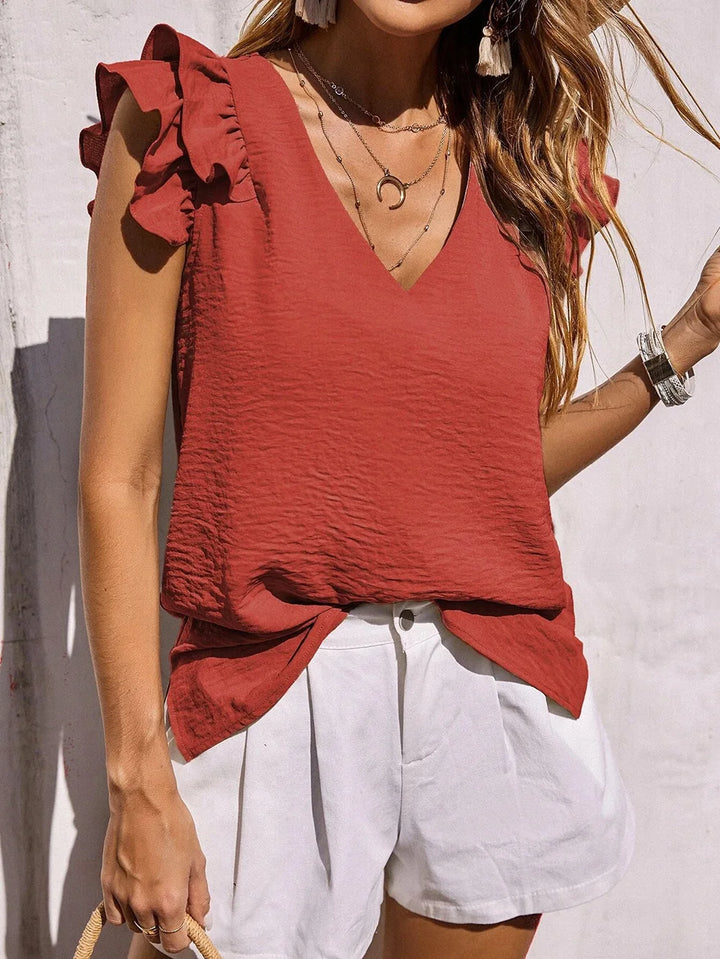 Blouse For Women | V-Neck Ruffle Sleeve