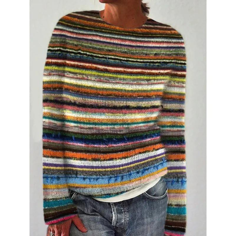 Women's Fair Isle crew neck jumper with long sleeves and patterned yoke