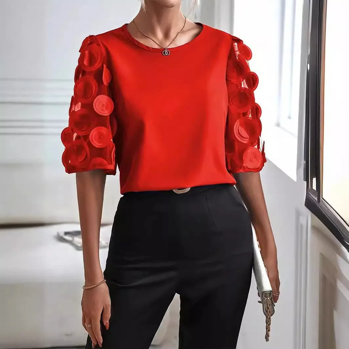 Women’s Blouse | Sheer Sleeves V-Neck
