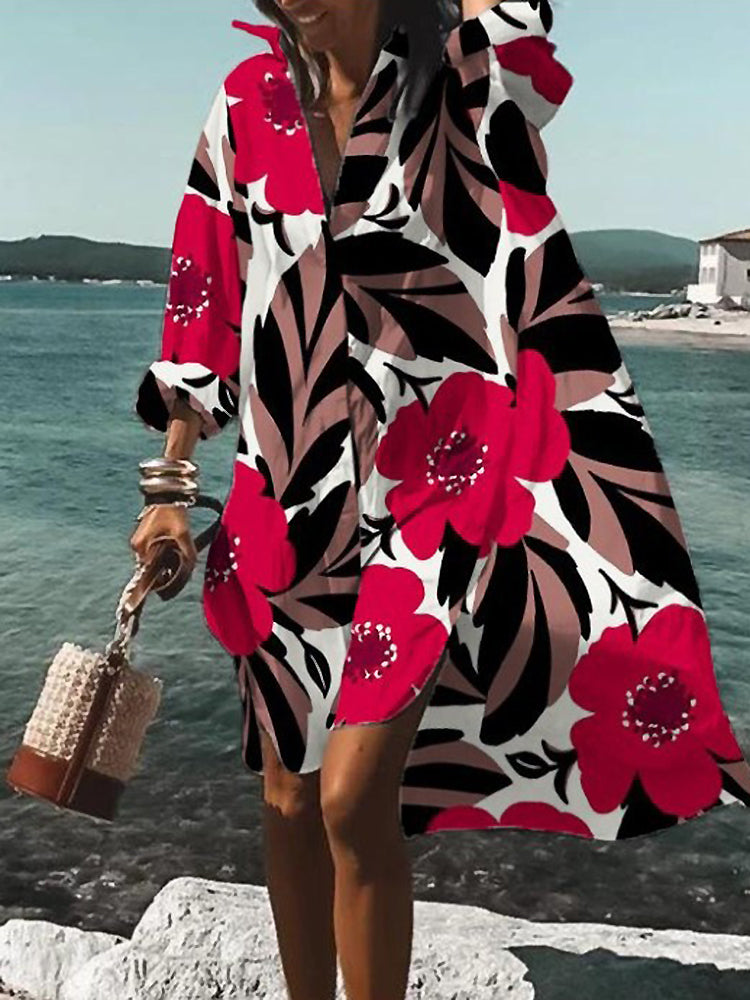 Shirt Dress For Women | Mini Floral Long Sleeve