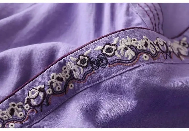 Women’s Blouse | Embroidered V-Neckline