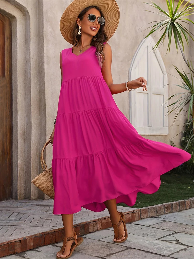 Women's Dress | Flowing Maxi with Layered Skirt