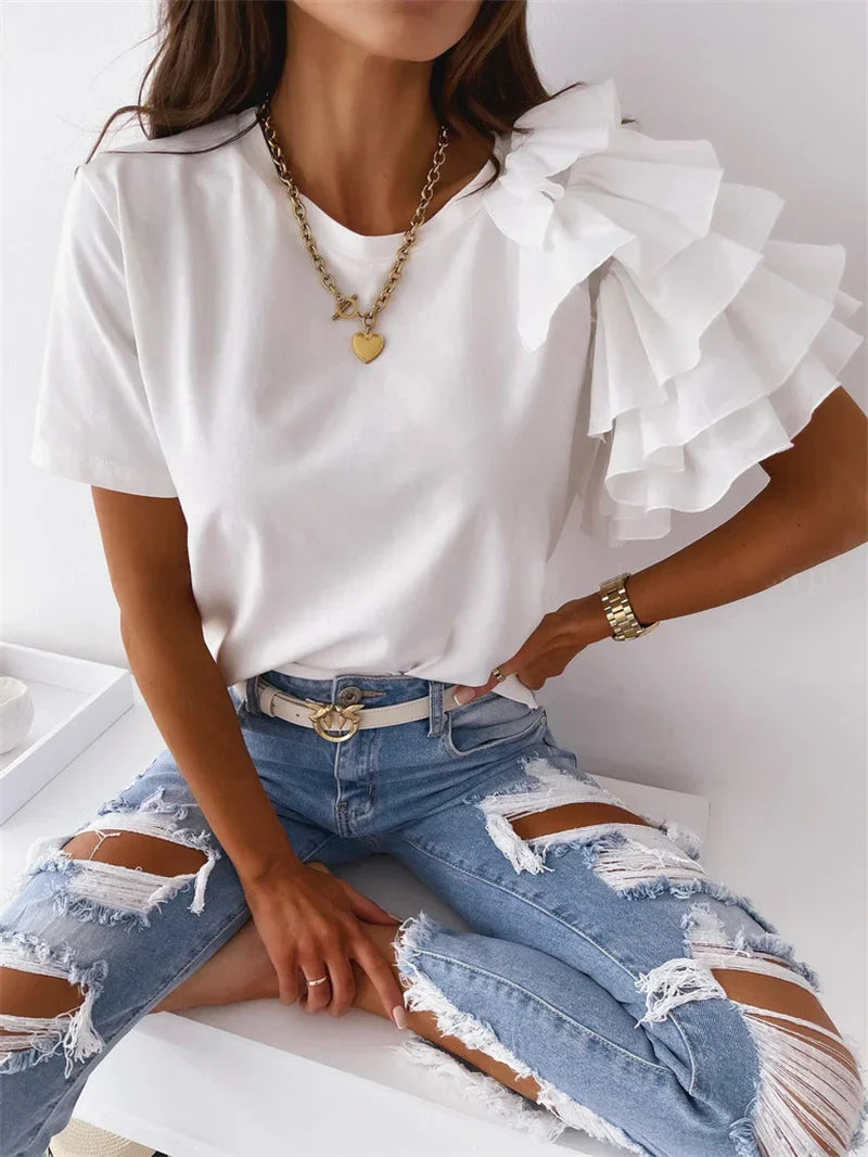 Women’s Blouse | One-Shoulder Ruffle Detail