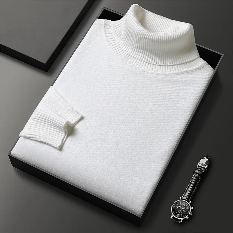 Unisex ribbed turtleneck sweater with long sleeves and ribbed cuffs