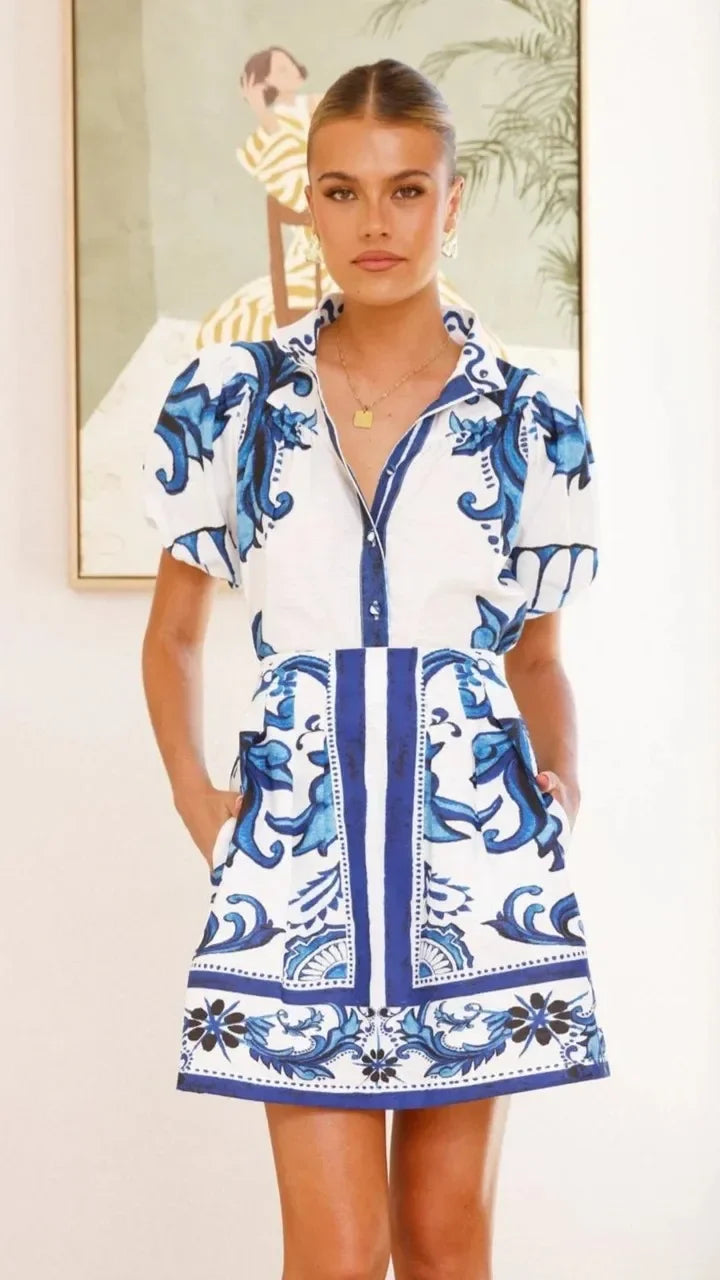 Women's Mini Sundress | Floral Puff Sleeve Style