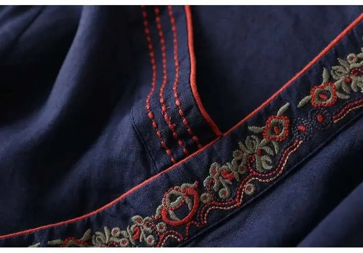 Women’s Blouse | Embroidered V-Neckline