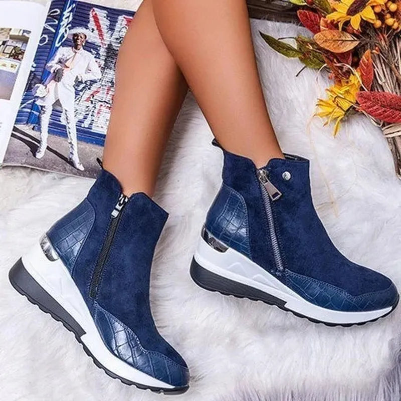 Boots For Women | Platform Sole Side Zip Ankle Style
