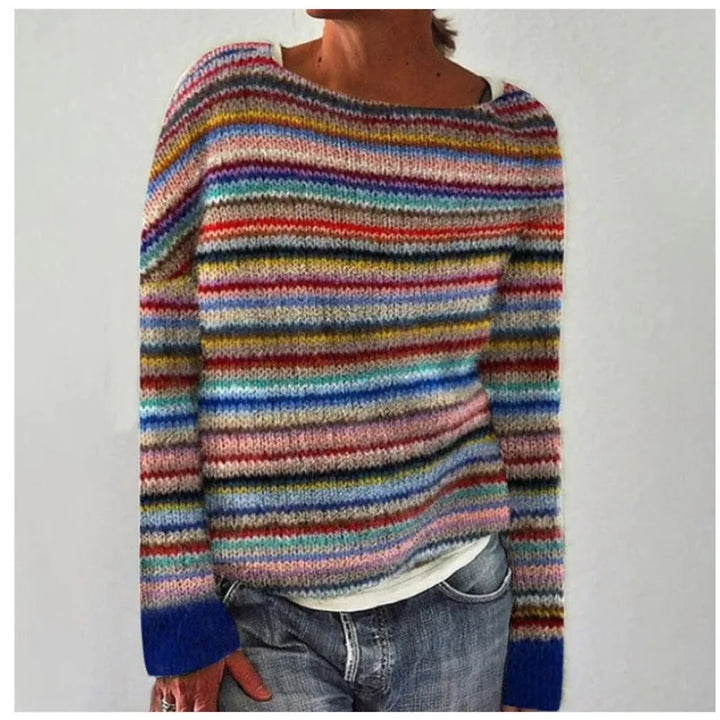 Women's Fair Isle crew neck jumper with long sleeves and patterned yoke