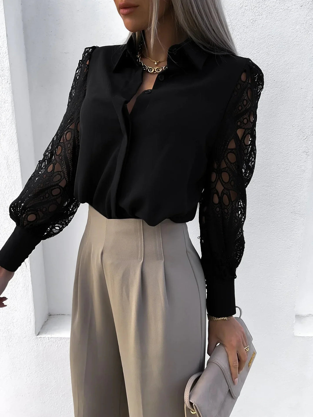 Women’s Blouse | Lace Sleeve Details