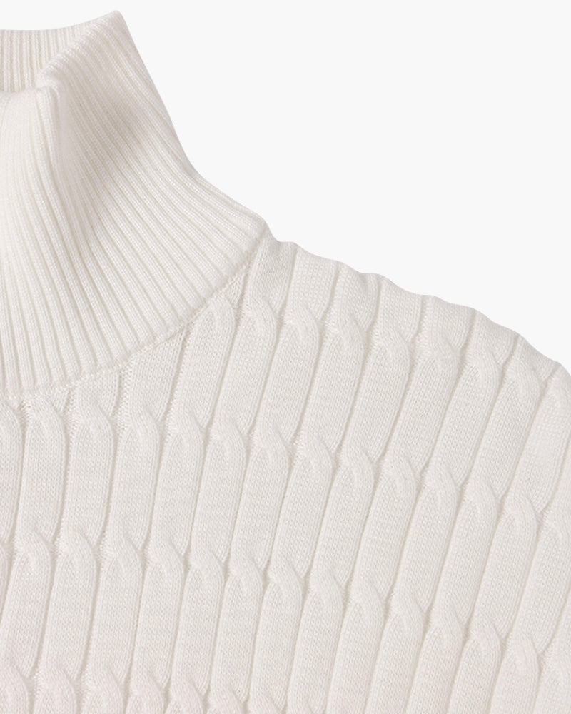 Ribbed half-zip mock neck sweater with long sleeves
