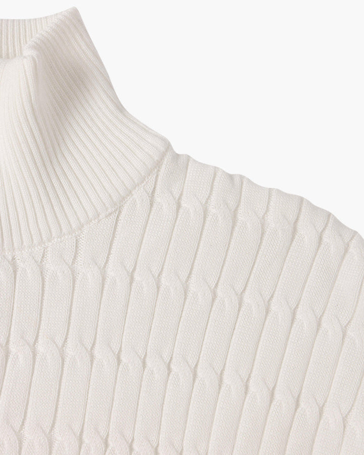 Ribbed half-zip mock neck sweater with long sleeves