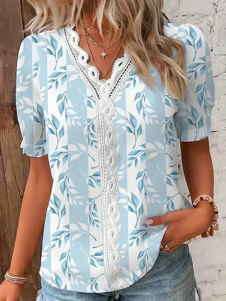 Woman's Blouse | V-Neck Floral Lace