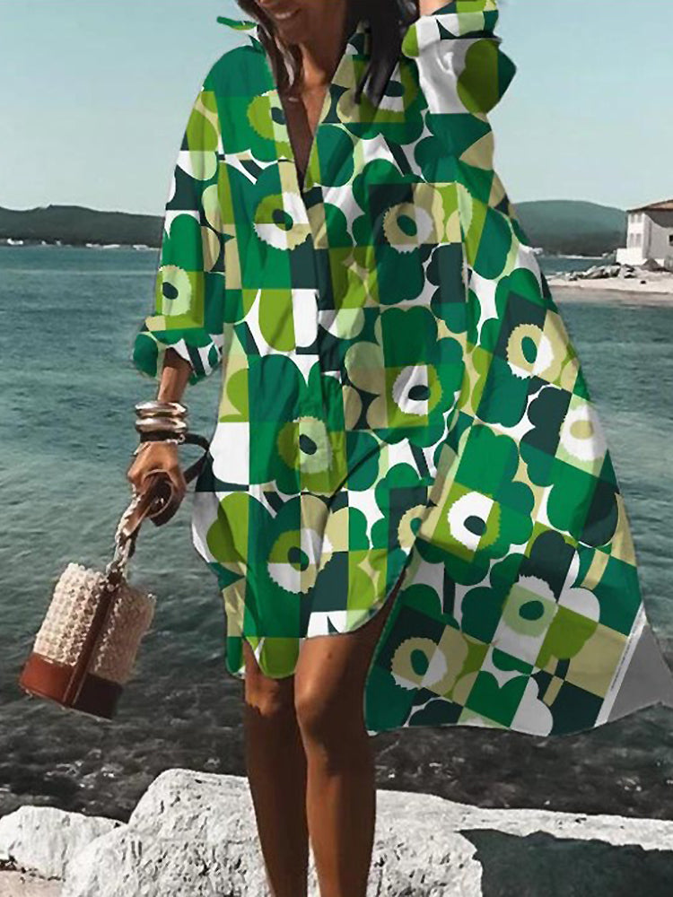 Shirt Dress For Women | Mini Floral Long Sleeve