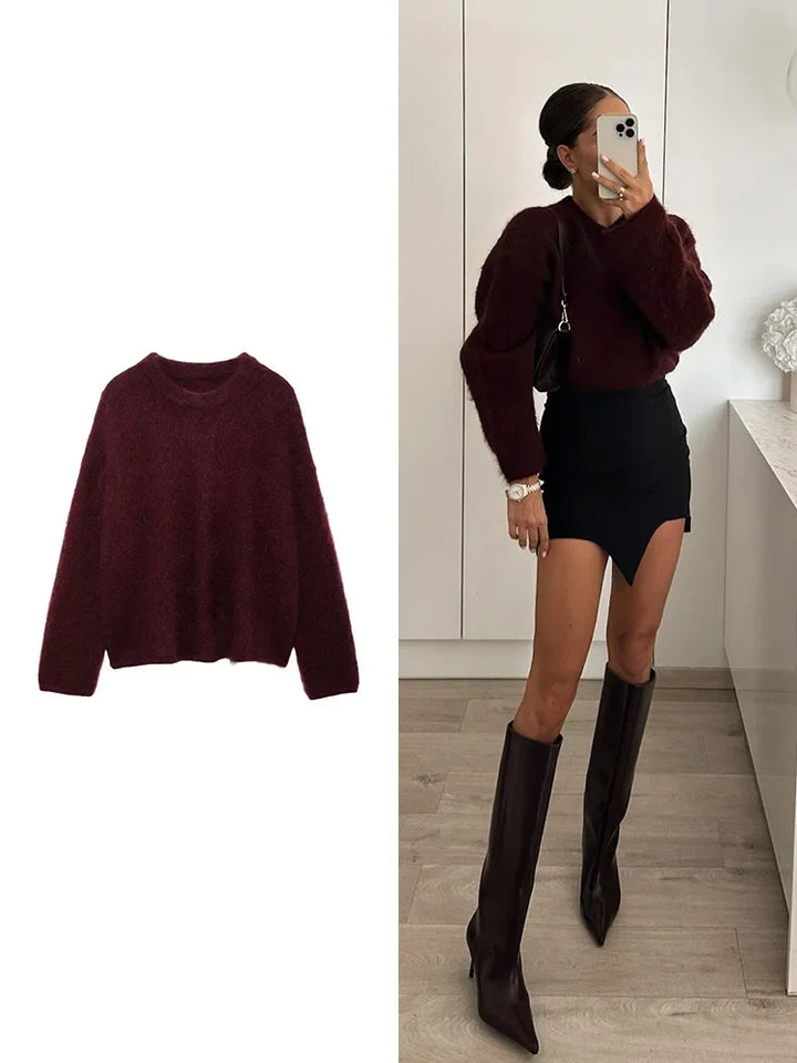Women's relaxed crew neck sweatshirt with long sleeves