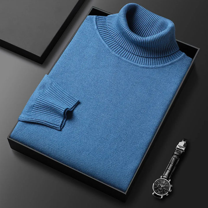 Unisex ribbed turtleneck sweater with long sleeves and ribbed cuffs