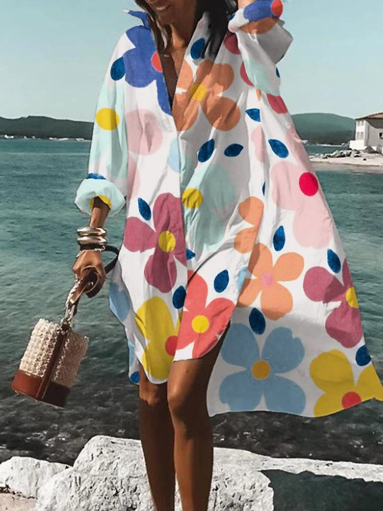 Shirt Dress For Women | Mini Floral Long Sleeve