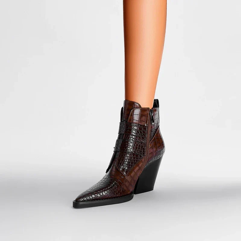Boots For Women | Textured Upper Buckle Ankle Style