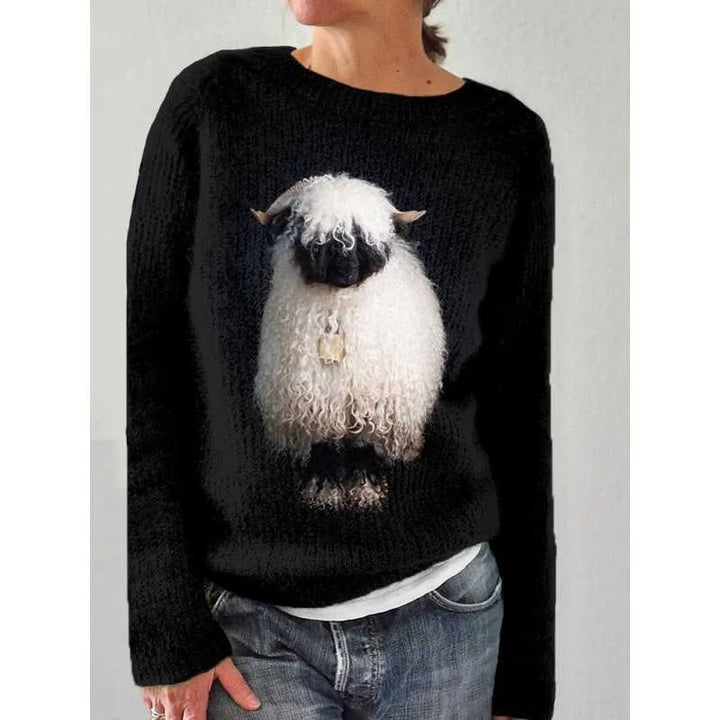 Women's Fair Isle crew neck jumper with long sleeves and patterned yoke