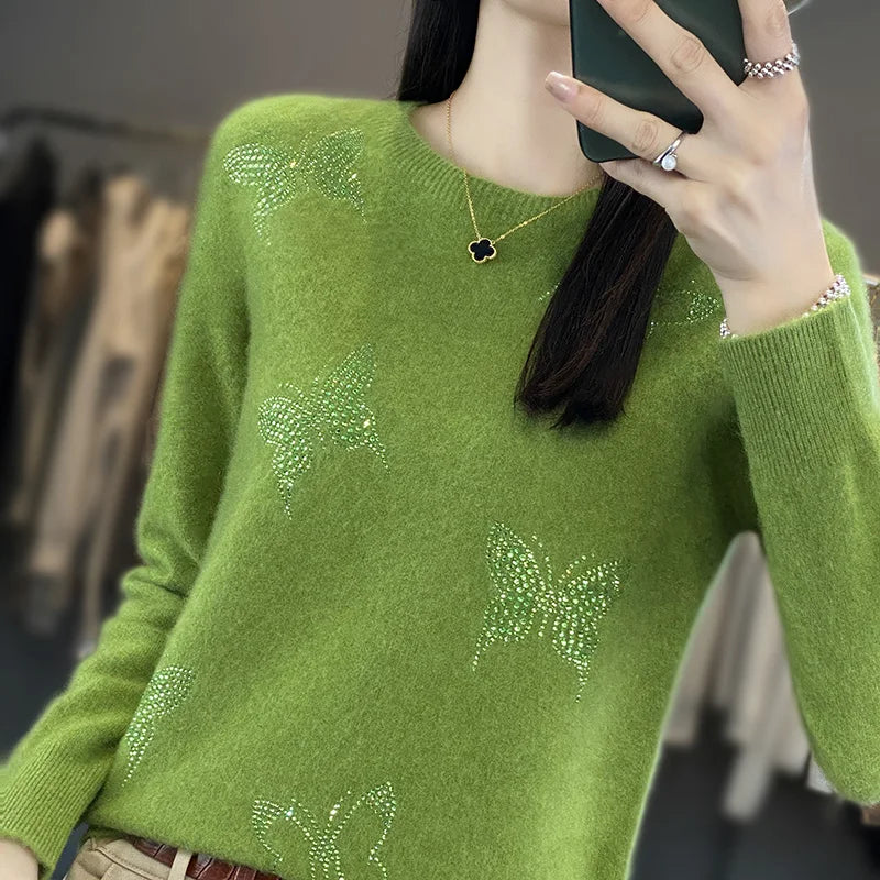 Sweater for Women | Patterned Butterfly Shapes