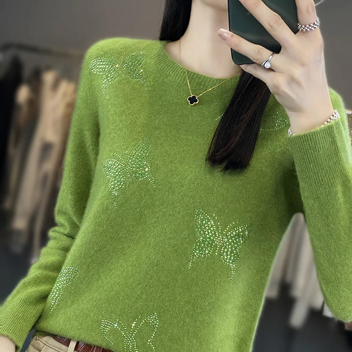 Sweater for Women | Patterned Butterfly Shapes
