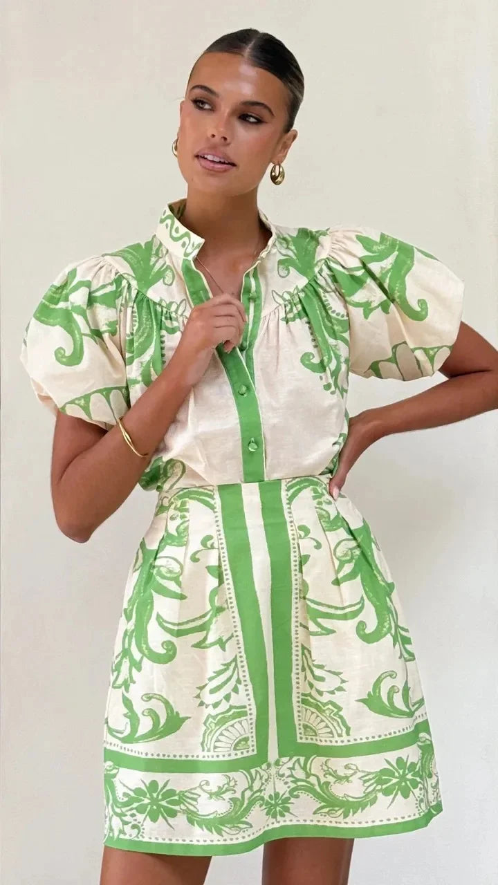 Women's Mini Sundress | Floral Puff Sleeve Style