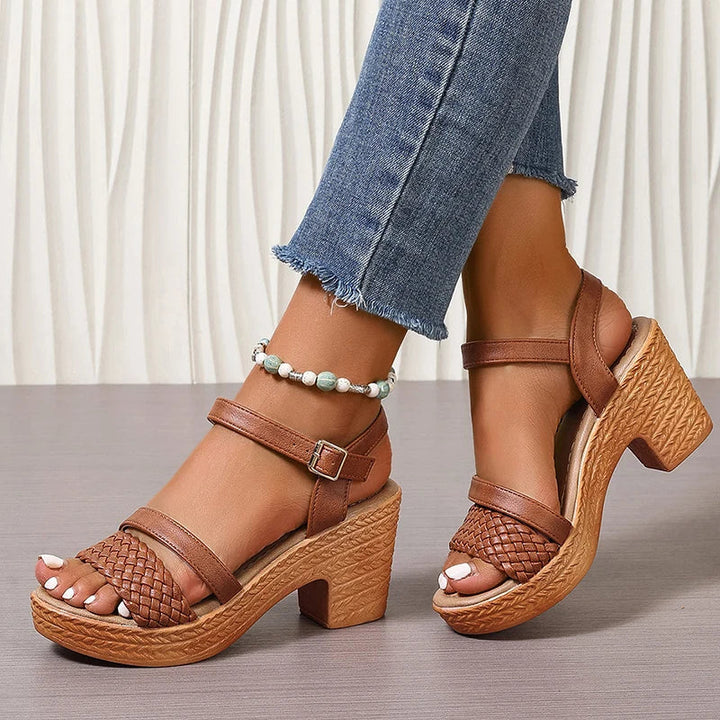 Heels For Women | Woven Open Toe Platform