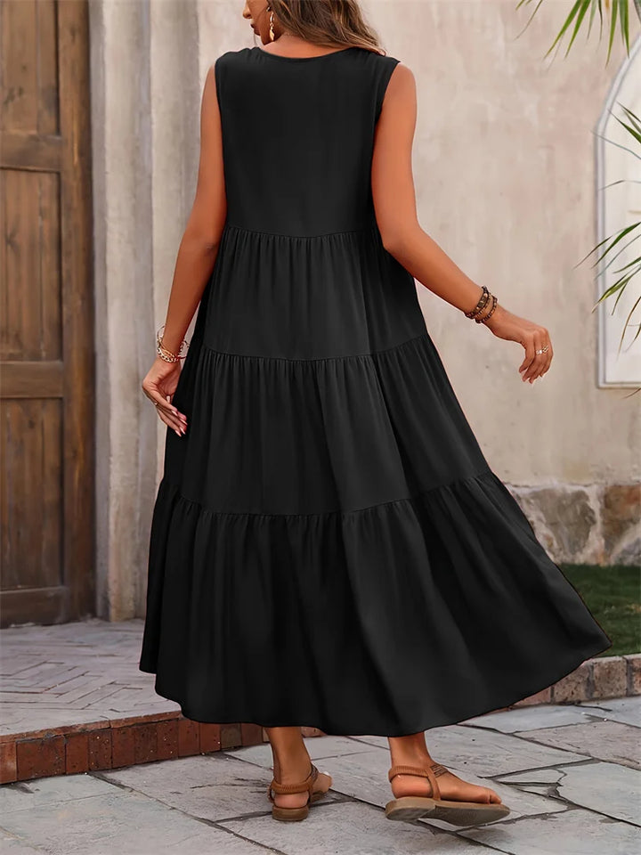 Women's Dress | Flowing Maxi with Layered Skirt