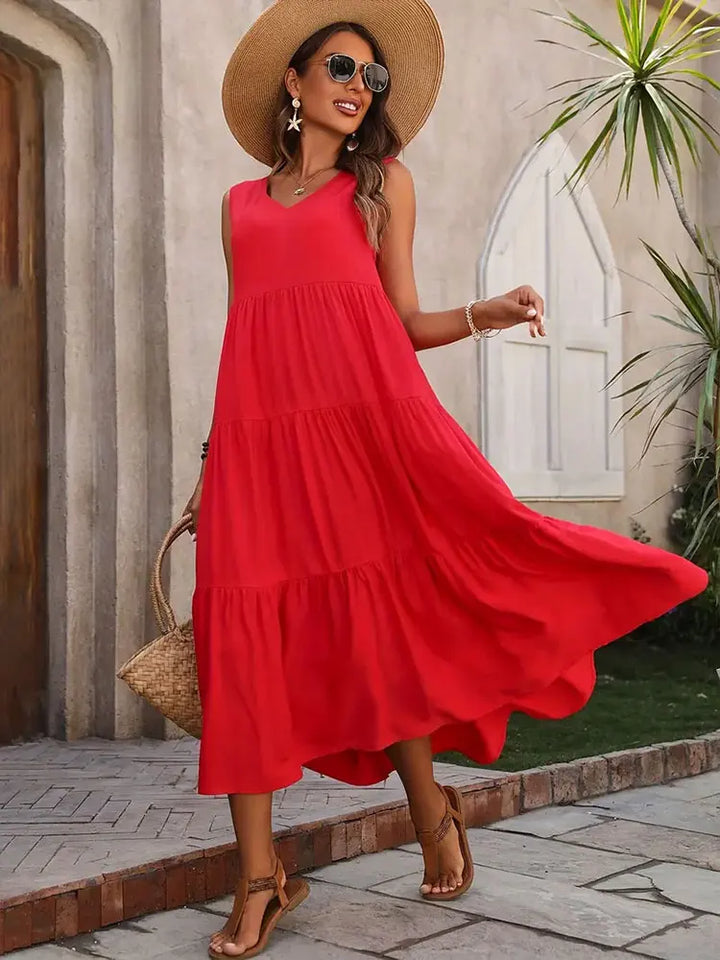 Women's Dress | Flowing Maxi with Layered Skirt