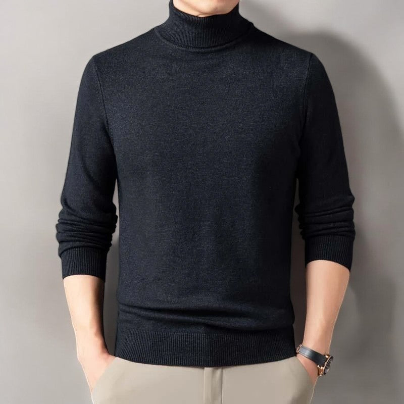Unisex ribbed turtleneck sweater with long sleeves and ribbed cuffs