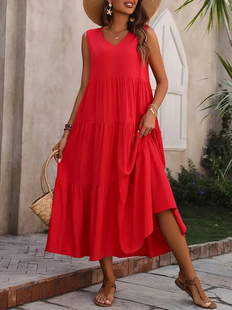 Women's Dress | Flowing Maxi with Layered Skirt