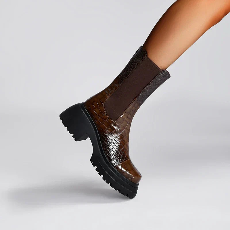Boots For Women | Textured Upper Elastic Panel Style