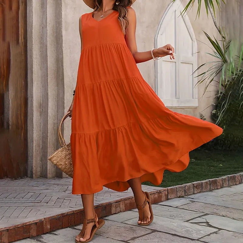 Women's Dress | Flowing Maxi with Layered Skirt