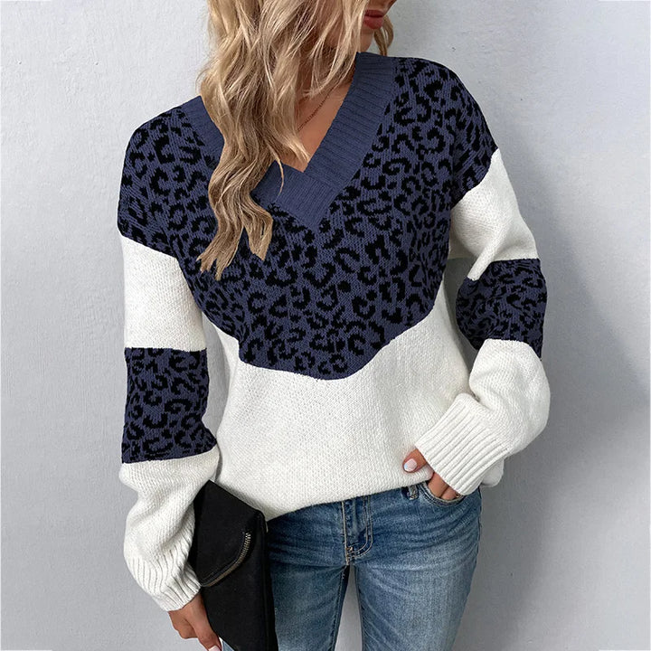 Sweater fo Women | V Neck Patterned Panels