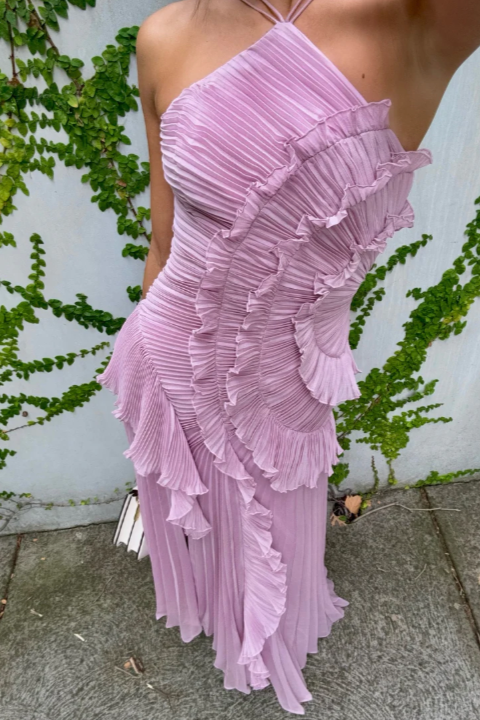 Evening Dress For Women | Maxi Halter Pleated Design