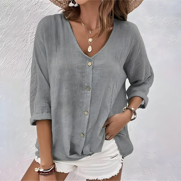 Women’s Blouse | V-Neck Button-Front