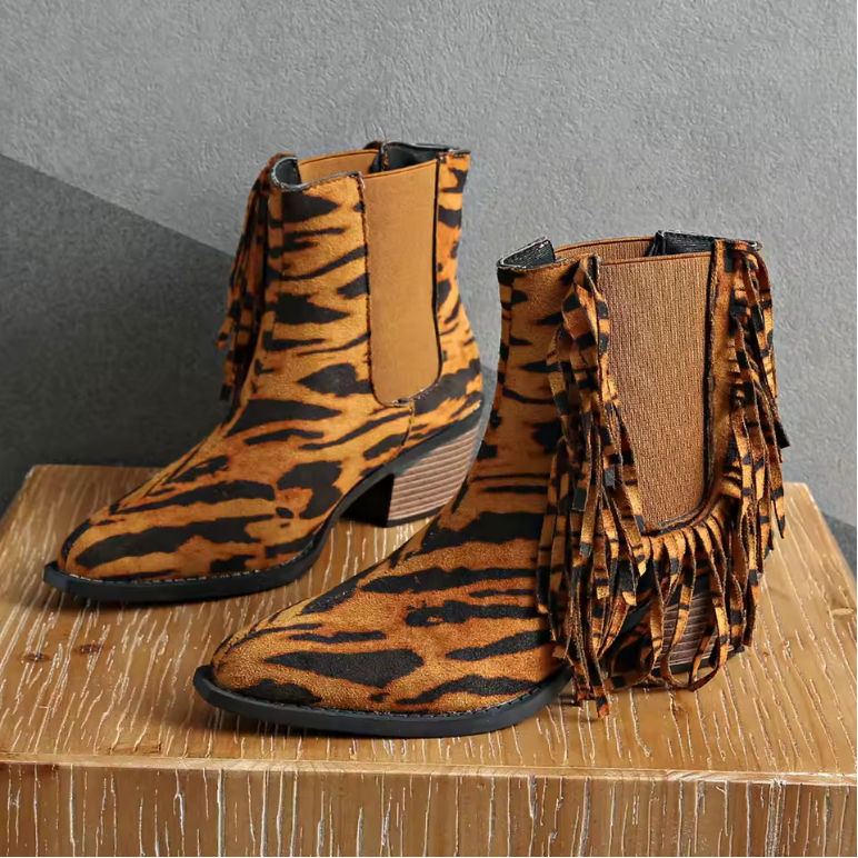 Boots for Women | Fringe Ankle Block Heel